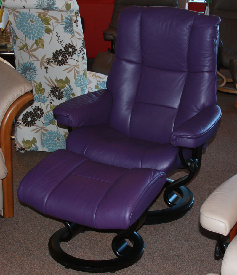 Stressless Paloma Lilac Leather Color Recliner Chair and Ottoman from Ekornes