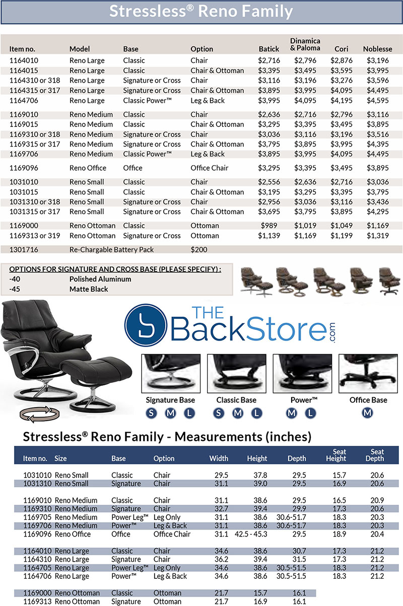 Stressless Reno Leather Recliner Chair and Ottoman from Ekornes