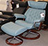 Stressless Skyline Medium Recliner and Ottoman in Cori Petrol Leather