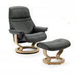 Stressless Sunrise Medium Recliner Chairs and Ottoman